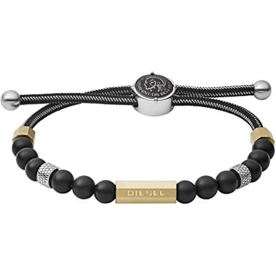 Diesel Pulsera de hombre de cuentas semipreciosas con cierre deslizante Diesel Pulsera de hombre de cuentas semipreciosas con cierre deslizante