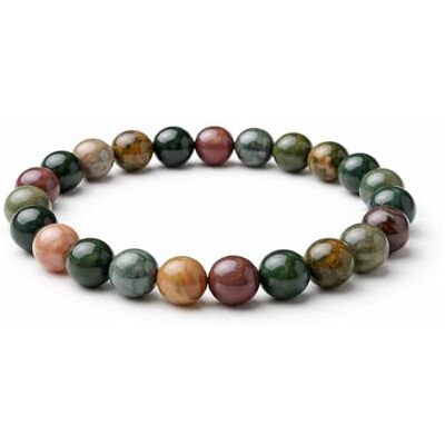 Unique Pulsera de perlas India Ágata Ø 8mm Pulsera energética para la hombre elástico 20cm a 23cm Unique Pulsera de perlas India Ágata Ø 8mm Pulsera energética para la hombre elástico 20cm a 23cm