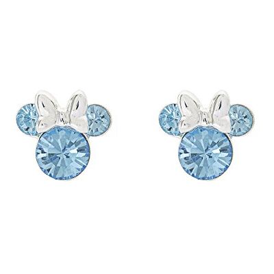Disney Minnie Mouse Blue March Birthstone Pendientes de plata de ley, Plata de ley Disney Minnie Mouse Blue March Birthstone Pendientes de plata de ley, Plata de ley