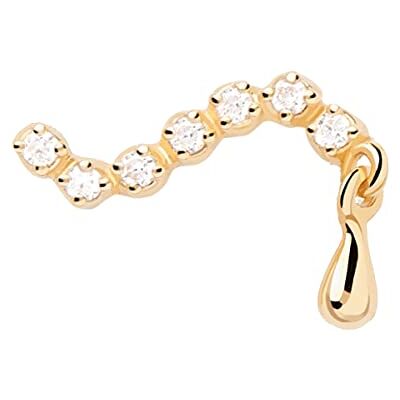 P D PAOLA Swim Pendientes de plata de ley chapados en oro de 18 quilates con circonitas y colgante en forma de gota, 3,5 mm, Plata de ley, Circonia cúbica P D PAOLA Swim Pendientes de plata de ley chapados en oro de 18 quilates con circonitas y colgante en forma de gota, 3,5 mm, Plata de ley, Circonia cúbica