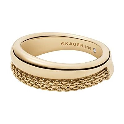 Skagen Anillo para mujer de acero inoxidable 32021920, 5,5, Sin piedras preciosas, 5.5, Oro claro Skagen Anillo para mujer de acero inoxidable 32021920, 5,5, Sin piedras preciosas, 5.5, Oro claro