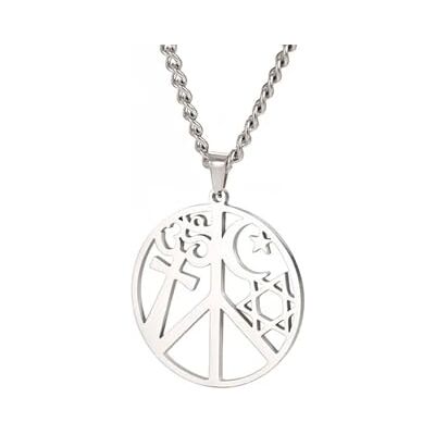BlackAmazement Colgante de acero inoxidable, collar con símbolo de paz, religión, hinduismo, cristianismo, judaísmo, islam, plata, oro, mujer y hombre BlackAmazement Colgante de acero inoxidable, collar con símbolo de paz, religión, hinduismo, cristianismo, judaísmo, islam, plata, oro, mujer y hombre