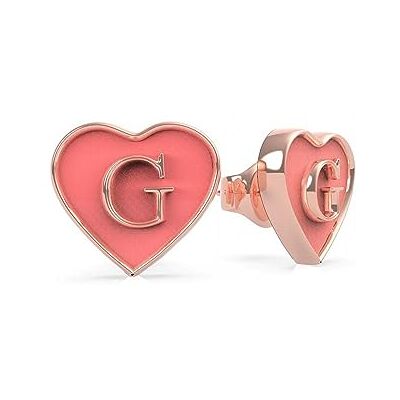 GUESS Pendientes corazón IP oro rosa GUESS Pendientes corazón IP oro rosa