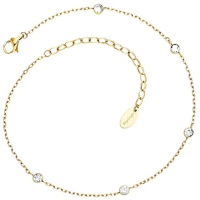 Engelsrufer Moonlight Tobillera para mujer, acero inoxidable, oro IP, colgante de circonita, 22 + 5 cm, ajustable, elegante joya de verano Engelsrufer Moonlight Tobillera para mujer, acero inoxidable, oro IP, colgante de circonita, 22 + 5 cm, ajustable, elegante joya de verano