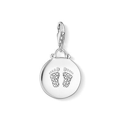 Thomas Sabo Charm con Cierre para Mujer " Medalla Huella de Bebé", Plata de Ley 925, Plateado Thomas Sabo Charm con Cierre para Mujer " Medalla Huella de Bebé", Plata de Ley 925, Plateado
