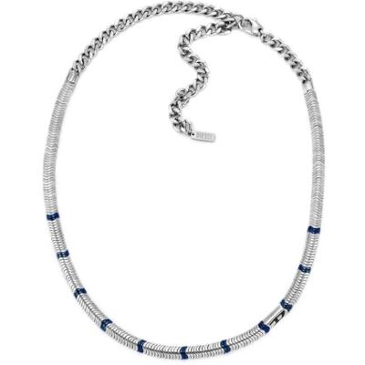 Diesel Collar de cadena para hombre en acero inoxidable bicolor con cierre de langosta, Plata romana Diesel Collar de cadena para hombre en acero inoxidable bicolor con cierre de langosta, Plata romana
