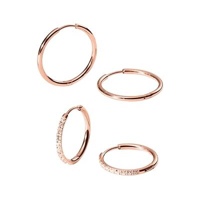 Purelei Lovely Glitter Juego de pendientes para mujer, 2 pares de pendientes de aro (chapados en oro o plata), pequeñas circonitas y aros grandes lisos, impermeables, hipoalergénicos, Purelei Lovely Glitter Juego de pendientes para mujer, 2 pares de pendientes de aro (chapados en oro o plata), pequeñas circonitas y aros grandes lisos, impermeables, hipoalergénicos,