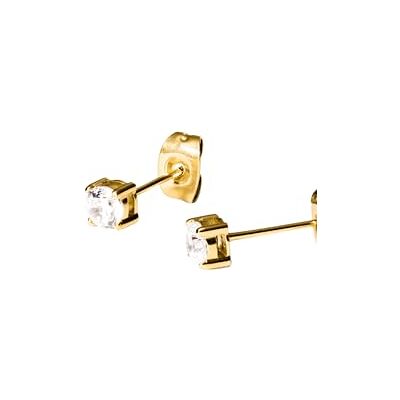Purelei ® Pristine Pendientes pequeños – Elegancia atemporal con circonitas brillantes, acero inoxidable chapado en oro de 18 quilates, 4 mm Purelei ® Pristine Pendientes pequeños – Elegancia atemporal con circonitas brillantes, acero inoxidable chapado en oro de 18 quilates, 4 mm