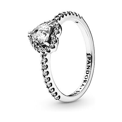 PANDORA Timeless Collar con diseño de corazón elevado de plata de ley con circonitas cúbicas transparentes, talla 58 PANDORA Timeless Collar con diseño de corazón elevado de plata de ley con circonitas cúbicas transparentes, talla 58