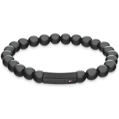 Tommy Hilfiger Jewelry Pulsera de Cuentas para Hombre Con Piedras De Ónix Tommy Hilfiger Jewelry Pulsera de Cuentas para Hombre Con Piedras De Ónix