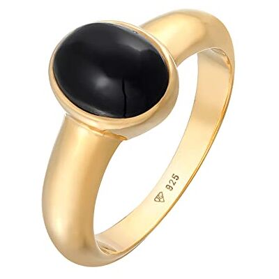 Kuzzoi Anillo de sello para hombre con piedra de ónix negro, plata de ley 925 chapada en oro, anillo de plata con piedra preciosa pulida, anillo dorado para hombres de talla 60-66, 0611530221 Kuzzoi Anillo de sello para hombre con piedra de ónix negro, plata de ley 925 chapada en oro, anillo de plata con piedra preciosa pulida, anillo dorado para hombres de talla 60-66, 0611530221