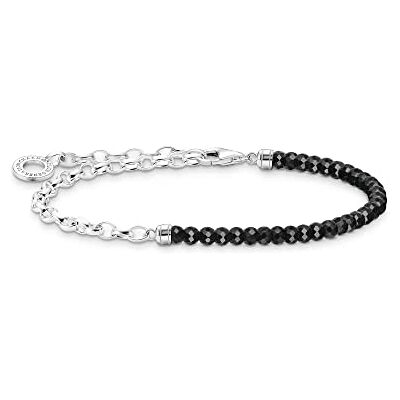 Thomas Sabo Pulsera con Cuentas Negras Plata de Ley 925 -L14, 14 cm, Negro Thomas Sabo Pulsera con Cuentas Negras Plata de Ley 925 -L14, 14 cm, Negro
