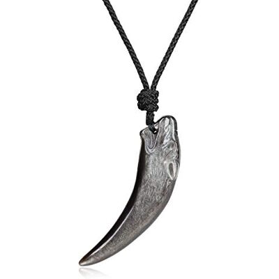 COAI ® Collar de Colgante de Piedra Genuina Obsidiana de Oro Diente de Lobo Inspirada en Juego de Tronos COAI ® Collar de Colgante de Piedra Genuina Obsidiana de Oro Diente de Lobo Inspirada en Juego de Tronos