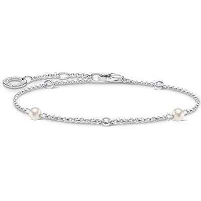 Thomas Sabo Pulsera de piedras blancas de plata de ley 925, 16-19 cm de longitud Thomas Sabo Pulsera de piedras blancas de plata de ley 925, 16-19 cm de longitud