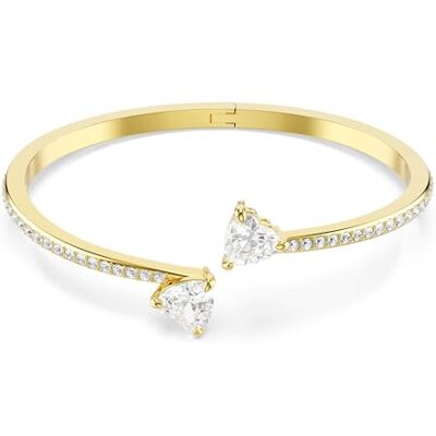 Swarovski Brazalete Mesmera, Brazalete con Diseño que Presenta dos Zirconias en Forma de Corazón Interconectadas como Pieza central, Baño tono oro, Blanco Swarovski Brazalete Mesmera, Brazalete con Diseño que Presenta dos Zirconias en Forma de Corazón Interconectadas como Pieza central, Baño tono oro, Blanco