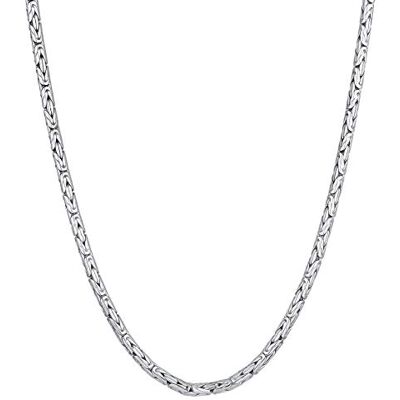 Kuzzoi Collar exclusivo para hombre de plata 925, cadena bizantina de plata maciza (4 mm), cadena de plata maciza para hombre, longitud 50 cm 60 cm, 0109841420 Kuzzoi Collar exclusivo para hombre de plata 925, cadena bizantina de plata maciza (4 mm), cadena de plata maciza para hombre, longitud 50 cm 60 cm, 0109841420