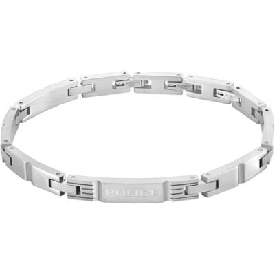 Police Flatforge Pulsera de acero inoxidable para hombre, 190 + 15 + 15 mm, color plateado Police Flatforge Pulsera de acero inoxidable para hombre, 190 + 15 + 15 mm, color plateado
