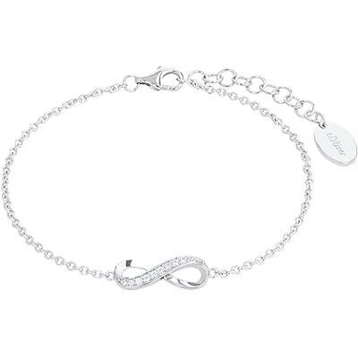 s.Oliver pulsera de plata de ley 925 joyería del brazo de las señoras, con zirconia cúbico synth., 17+3 cm, plata, Infinito, Viene en caja de regalo de joyería s.Oliver pulsera de plata de ley 925 joyería del brazo de las señoras, con zirconia cúbico synth., 17+3 cm, plata, Infinito, Viene en caja de regalo de joyería