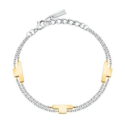 Trussardi Pulsera de acero dorado para mujer, con logotipo T, TJAXC28 Trussardi Pulsera de acero dorado para mujer, con logotipo T, TJAXC28