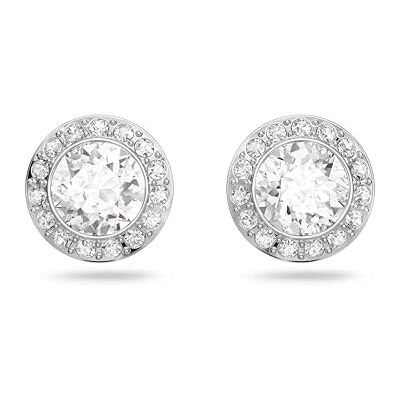Swarovski Pendientes de botón Angelic, Talla redonda, Blancos, Baño de rodio Swarovski Pendientes de botón Angelic, Talla redonda, Blancos, Baño de rodio
