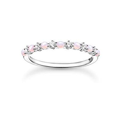 Thomas Sabo Anillo de plata de ley 925 con piedras blancas y rosas, 48, Plata de ley, Piedra de cristal y cerámica, circonita blanca Thomas Sabo Anillo de plata de ley 925 con piedras blancas y rosas, 48, Plata de ley, Piedra de cristal y cerámica, circonita blanca