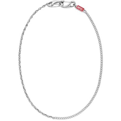 Diesel Collar para Hombre con Logotipo, Acero inoxidable plateado Diesel Collar para Hombre con Logotipo, Acero inoxidable plateado
