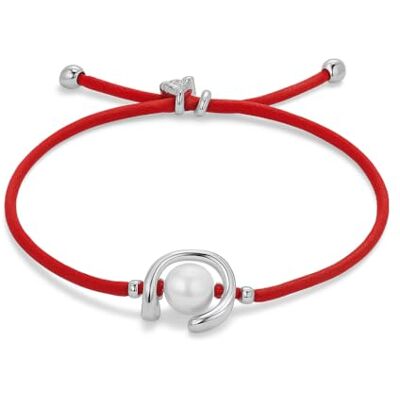 UNO de 50 Pulsera De Hilo Rojo Con Perla Shell Fornitura Bañada En Plata De Ley UNO de 50 Pulsera De Hilo Rojo Con Perla Shell Fornitura Bañada En Plata De Ley