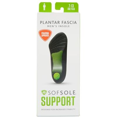 Sof Sole Plantillas Plantar Fascia Soporte 3/4 de longitud para zapatos de gel para hombre, Negro -, 7-13 Sof Sole Plantillas Plantar Fascia Soporte 3/4 de longitud para zapatos de gel para hombre, Negro -, 7-13