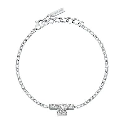 Trussardi Pulsera para mujer con logotipo T TJAXC30 de acero y circonitas Trussardi Pulsera para mujer con logotipo T TJAXC30 de acero y circonitas
