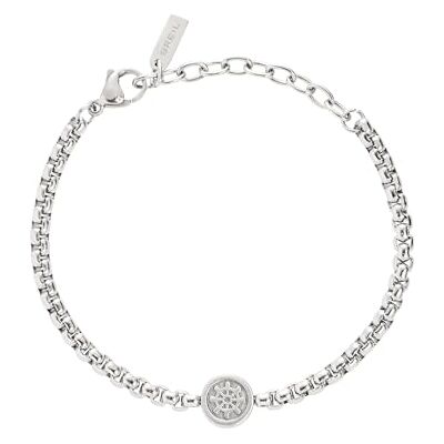 BREIL , Colección Ketch, Pulsera para Hombre de Acero Pulido, con Elemento Central Redondo de Acero con Símbolo de Ancla, Práctico Cierre de Mosquetón, Talla Única, Plata BREIL , Colección Ketch, Pulsera para Hombre de Acero Pulido, con Elemento Central Redondo de Acero con Símbolo de Ancla, Práctico Cierre de Mosquetón, Talla Única, Plata