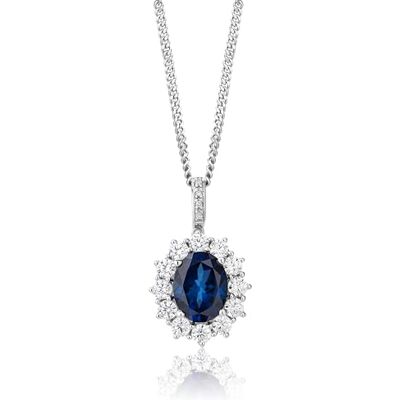 MIORE Collar Mujer de Plata con Zafiro y Diamantes: Cadena de Plata de Ley 925 de 45 cm con Colgante de Plata Engastado con Diamantes, Circonitas y una Gema de Zafiro de 1.20 ct Joyería con Joyego MIORE Collar Mujer de Plata con Zafiro y Diamantes: Cadena de Plata de Ley 925 de 45 cm con Colgante de Plata Engastado con Diamantes, Circonitas y una Gema de Zafiro de 1.20 ct Joyería con Joyego