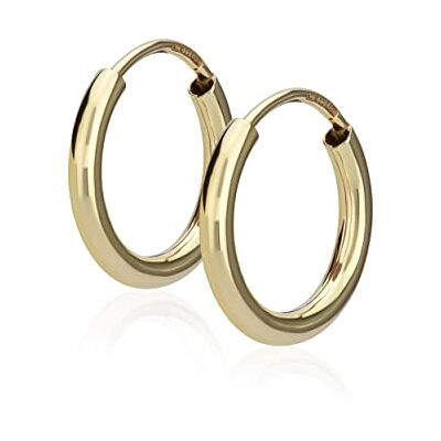 NKlaus par de pendientes de aro de 13mm 333 oro amarillo 8 quilates pendientes de oro 2,0mm de espesor NKlaus par de pendientes de aro de 13mm 333 oro amarillo 8 quilates pendientes de oro 2,0mm de espesor