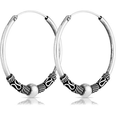 NKlaus par de pendientes de aro de bola de Bali 30mm Plata de Ley 925 Joyería Medieval Gótica NKlaus par de pendientes de aro de bola de Bali 30mm Plata de Ley 925 Joyería Medieval Gótica