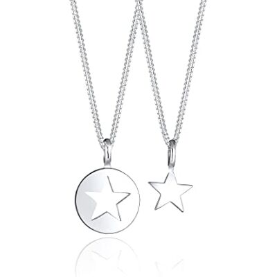 Elli Collares Mujeres Juego Colgante de Estrella Cut-Out Madre Hijo en Plata de Ley 925 Elli Collares Mujeres Juego Colgante de Estrella Cut-Out Madre Hijo en Plata de Ley 925