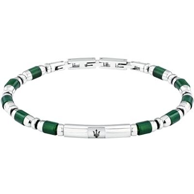 Maserati Pulsera para Hombre en Acero, Piedras, Largo 21,5 cm, Colección ICONIC JM334AVD48 Maserati Pulsera para Hombre en Acero, Piedras, Largo 21,5 cm, Colección ICONIC JM334AVD48