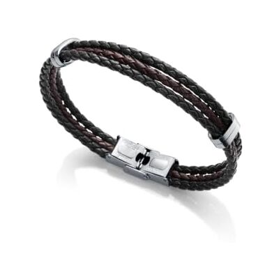 Viceroy Magnum Pulsera Hombre Piel Trenzada Acero inoxidable y piel genuina · cierre de broche de presión Viceroy Magnum Pulsera Hombre Piel Trenzada Acero inoxidable y piel genuina · cierre de broche de presión