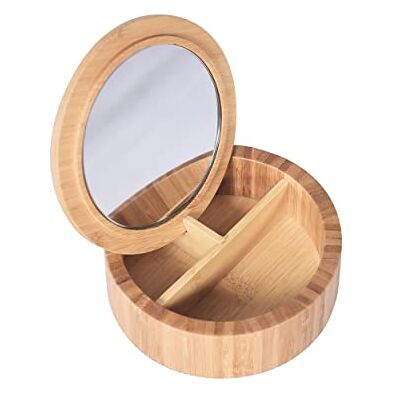 Espejo oval de bambú con joyero de Spirella - Decoración para baño/dormitorio Espejo oval de bambú con joyero de Spirella - Decoración para baño/dormitorio