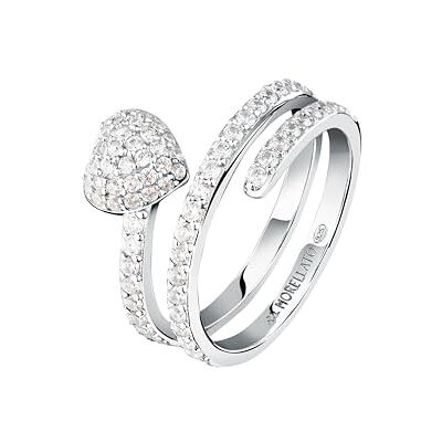 Morellato Nobile Anillo de Mujer Contrarié Plata, Color Plata, Talla 12, Circonita Blanca, Corazón Morellato Nobile Anillo de Mujer Contrarié Plata, Color Plata, Talla 12, Circonita Blanca, Corazón