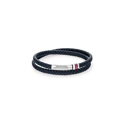 Tommy Hilfiger Jewelry Pulsera para Hombre con Cuero Trenzado Azul de Doble Vuelta Tommy Hilfiger Jewelry Pulsera para Hombre con Cuero Trenzado Azul de Doble Vuelta