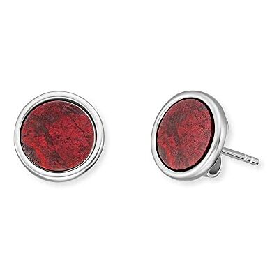 Engelsrufer Pendientes de aro para mujer de plata de ley con colgante de piedra de estraza – cierre de cierre –, 10mm, Plata de ley, jaspe Engelsrufer Pendientes de aro para mujer de plata de ley con colgante de piedra de estraza – cierre de cierre –, 10mm, Plata de ley, jaspe