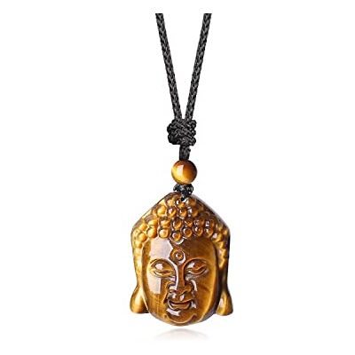 COAI ® Collar Ajustable de Colgante Piedra Mala Ojo de Tigre Cabeza de Buda COAI ® Collar Ajustable de Colgante Piedra Mala Ojo de Tigre Cabeza de Buda