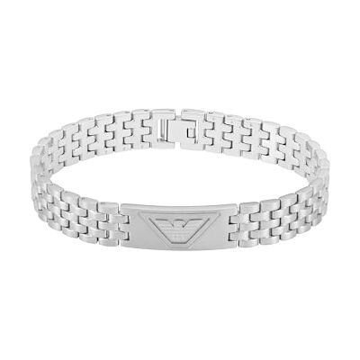 Giorgio Armani Pulsera de hombre de acero inoxidable o piel con cierre de eslabones Giorgio Armani Pulsera de hombre de acero inoxidable o piel con cierre de eslabones