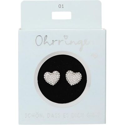 Depesche Pendientes de plata con diseño de corazón y piedras brillantes Depesche Pendientes de plata con diseño de corazón y piedras brillantes