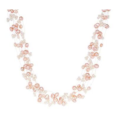 Valero Pearls Collar para mujer 925/- plata de ley rodiado, collar de perlas, perla cultivada de agua dulce, ca. 3,0 6,0 mm, blanco, patata, mosquetón, nylon Valero Pearls Collar para mujer 925/- plata de ley rodiado, collar de perlas, perla cultivada de agua dulce, ca. 3,0 6,0 mm, blanco, patata, mosquetón, nylon