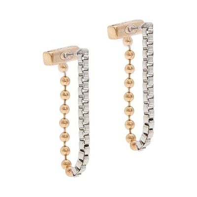 AllSaints Pendientes con cadena mixta de . Joyas colgantes en dos tonos, diseño moderno de delante hacia atrás. Fabricados en latón con cierre trasero AllSaints Pendientes con cadena mixta de . Joyas colgantes en dos tonos, diseño moderno de delante hacia atrás. Fabricados en latón con cierre trasero