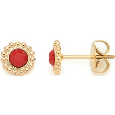JEWELS BY LEONARDO Leonardo Jewels Pendientes Florena, 1 par de pendientes redondos de acero inoxidable, diseño de flores doradas con cristales rojos, , Eine Grösse, Acero inoxidable, No es una piedra preciosa JEWELS BY LEONARDO Leonardo Jewels Pendientes Florena, 1 par de pendientes redondos de acero inoxidable, diseño de flores doradas con cristales rojos, , Eine Grösse, Acero inoxidable, No es una piedra preciosa