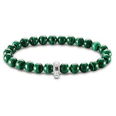 Thomas Sabo pulsera con dijes piedras verdes plata de ley 925 -L17.5 Thomas Sabo pulsera con dijes piedras verdes plata de ley 925 -L17.5