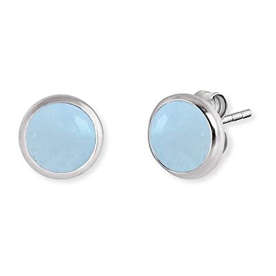 Engelsrufer Pendientes para mujer con piedra preciosa de ágata azul, de plata de ley 925, cierre de poussette, diámetro de 10 mm Engelsrufer Pendientes para mujer con piedra preciosa de ágata azul, de plata de ley 925, cierre de poussette, diámetro de 10 mm
