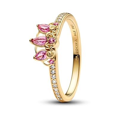 PANDORA Anillo para mujer Disney Princess Rapunzel Tiara Dorado 163651C01 PANDORA Anillo para mujer Disney Princess Rapunzel Tiara Dorado 163651C01