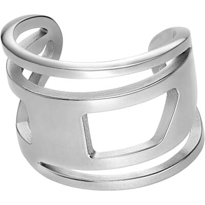 Diesel Oval D Logo Unisex Stainless Steel Rings with Adjustable or toggle closure Diesel Oval D Logo Unisex Stainless Steel Rings with Adjustable or toggle closure